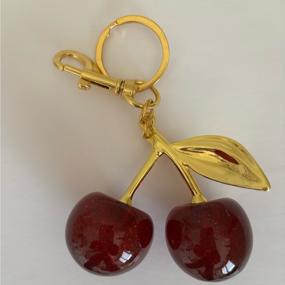 ☀️Cherry 🍒 Bag Charm/Keychain with Gold Accents - Picture 3 of 3